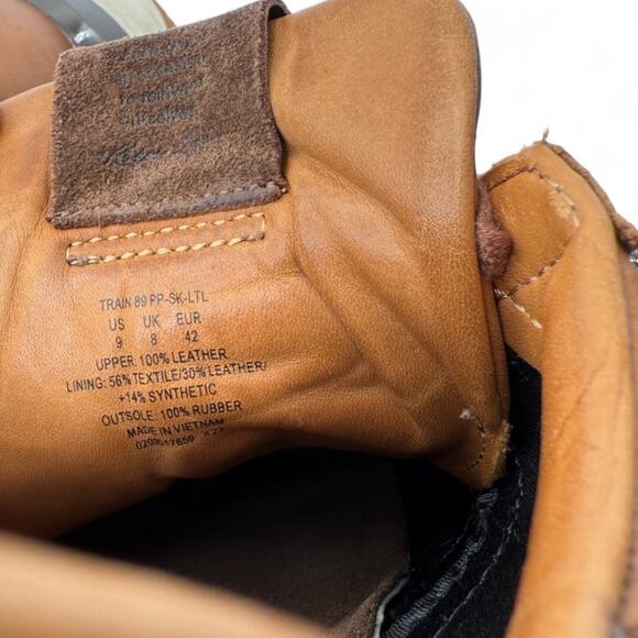 Polo Ralph Lauren Train 89 Tan Mens 9 Leather Sneaker Lace Up Trainers Retro 70s - Picture 4 of 10